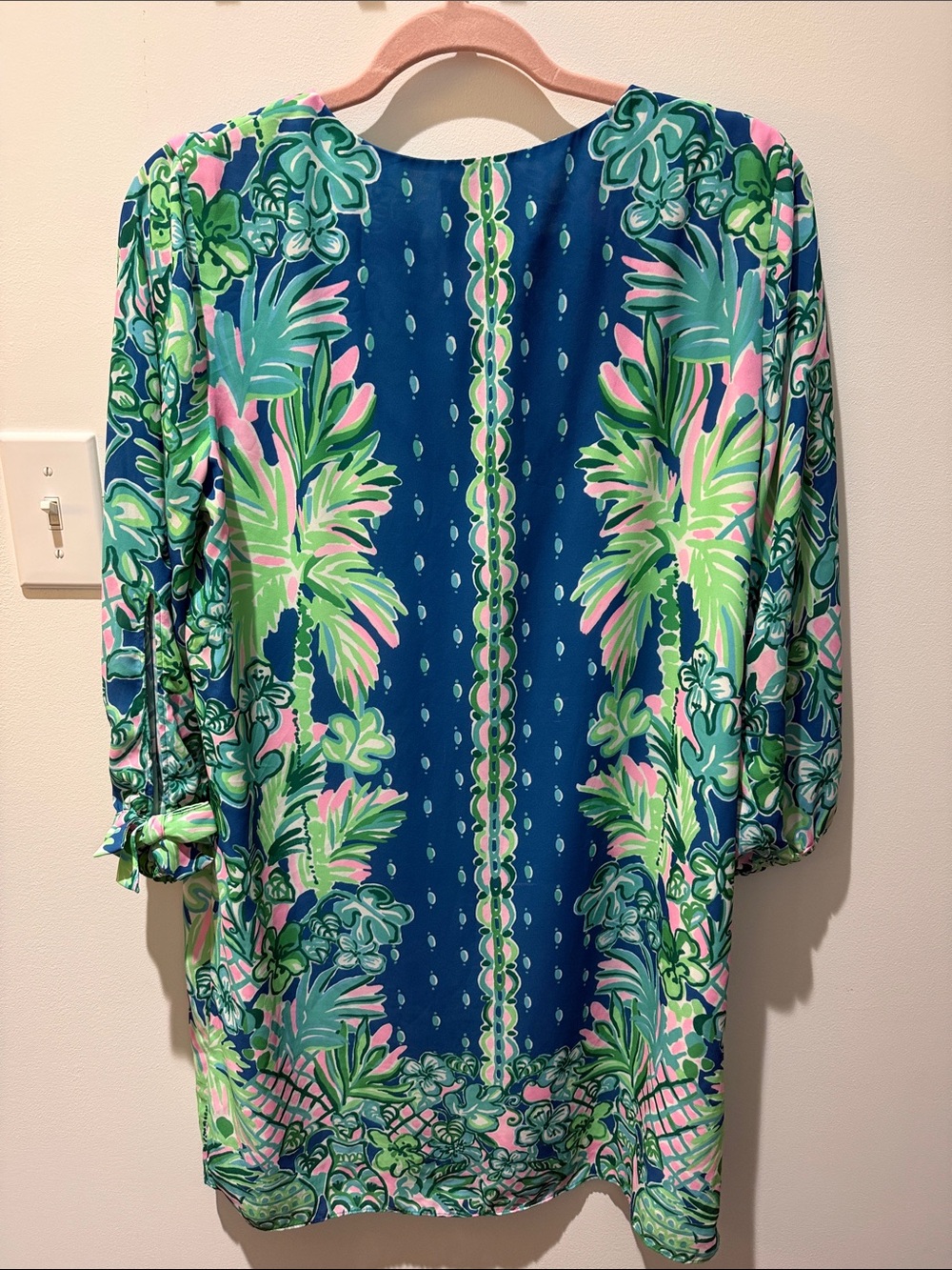 Lilly Pulitzer Navy, Green & Pink V-Neck Tropical Dress - Picture 4 of 6
